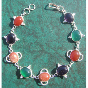 Shah Gems Women's Natural Multi-Gemstone <b>Bracelet</b> 925 Sterling Silver Bohemia Wrap <b>Beaded</b> <b>Bracelet</b> Great Gift Idea - Product Image 1