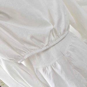 High Quality Casual <b>White</b> Blouse with Ruffle Hem Skirt Women Two Piece Set - Product Image 6