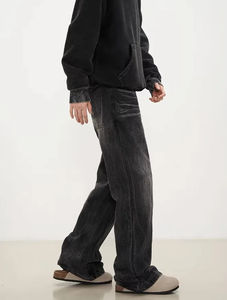 Pantalones vaqueros informales para hombre, estilo personalizado, holgados, de pierna ancha, algodón, lavado ligero, cintura media, holgados, de pierna recta, diseño transpirable - Product Image 3