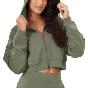 Sudadera con capucha recortada para mujer con opciones de personalización de logotipo Sudadera con capucha Top Moda Streetwear Estilo Cómodo Uso diario - Product Image 1