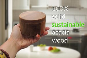 Support de boîte à sel en bois d'acacia Pincée de sel sur couvercle pivotant magnétique, bols à épices pour la cuisine, sel - Product Image 6