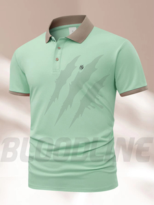 Camisa de Manga Corta para Hombre Bloodline, Color Sólido, Tejido de Algodón, Transpirable, de Secado Rápido, Corte Regular Formal, Marrón - Product Image 4