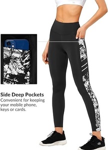 Women's 100% Cotton High Waisted Yoga <b>Leggings</b> <b>with</b> <b>Pockets</b> Tummy Control Non-See Workout Athletic Running Pants - Product Image 2