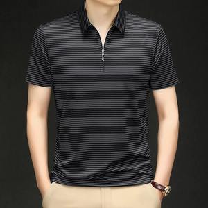 Nouvelle Collection Été 2025 – Hauts en Jersey Décontractés Anti-Plis à Manches Courtes pour Hommes, Boutons d'Affaires pour Imprimé Rayé, Séchage Rapide à l'Avant - Product Image 6