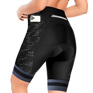 Cuissard de cyclisme ajusté pour femme, noir, avec poche, séchage rapide, en Spandex et Nylon, pour le sport en extérieur - Product Image 1
