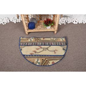 Rustic <b>Boho</b> Wool Patchwork <b>Rug</b> 2.5 X 1.5ft Beige Brown Rectangle Abstract Pattern for Living Room Handmade Latex Backed New - Product Image 1