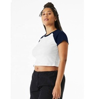 Camiseta Casual de Algodón Transpirable para Mujer, Cuello Redondo, Corte Ajustado, con Apliques, Color y Diseño Personalizados, Micro Rib Batik 3D