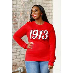 1913 Script Chenille pull à col rond noir Premium coton polaire sororité vêtements grec DST Delta décontracté haut d'hiver - Product Image 6