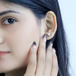 NOVAMART Fine Zarkan Angel Heart Religious Trendy <b>Stud</b> Earrings Rhodium-Plated <b>Silver</b> with Princess Cut Diamond Pearl for Weddin - Product Image 2