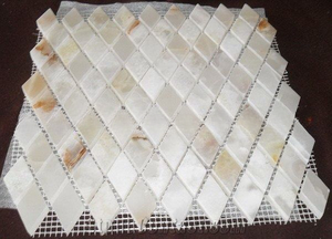 Mosaïque en onyx blanc poli, carrée, montée sur support, qualité supérieure, finition diamant - Product Image 5