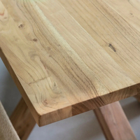 Juego de Mesa de Comedor Rectangular Plegable de Madera de Acacia Sólida, Altura Ajustable, Ecológico, Muebles Modernos para Restaurante, Centro Comercial, Escuela