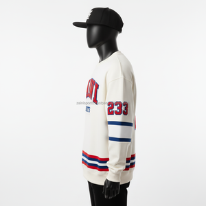 Premium 330 GSM Sudadera de lana Mezcla de algodón pesado Cuello redondo cálido con logotipo personalizado bordado Sudaderas básicas - Product Image 5