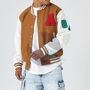 แจ็คเก็ตวาร์ซิตี้ผู้ชายไซส์ใหญ่แบบกำหนดเอง แจ็คเก็ตเลตเตอร์แมนสำหรับผู้ชาย สำหรับฤดูหนาว เป็นมิตรกับสิ่งแวดล้อม ระบายอากาศได้ดี พร้อมปักลายทีมกีฬา - Product Image 2