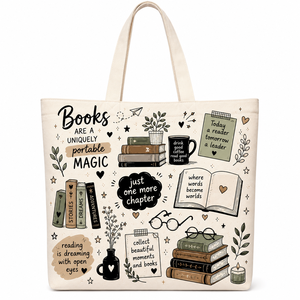 Bolsa de tela de algodón con estampado lindo y citas positivas y dibujos para regalos promocionales, estilo lona, para compras. - Product Image 5