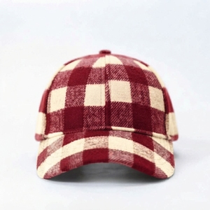 Casquette de baseball en flanelle à carreaux rouge et crème, 6 panneaux, réglable, unisexe, décontractée, pour le printemps et l'automne, logo personnalisé, motif écossais, B2B - Product Image 1