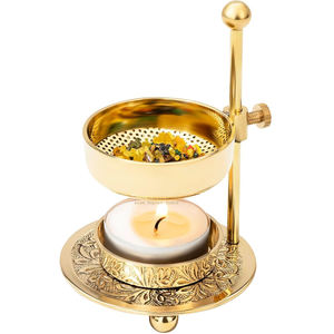 Brûleur d'encens en laiton ajustable finition or, best-seller ALAM, avec bouton en bois fait main, taille et forme personnalisées, design classique, style arabe - Product Image 6