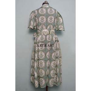 Vestido Midi de Algodón Transpirable para Mujer, Corte en A, con Estampado Floral y Bolsillos, para Fiestas al Aire Libre y Ocasiones Especiales - Product Image 6