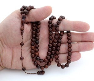 Cuentas de Tasbih de Madera Pulida Ecológicas, Cuentas de Oración de Santalum Album, 6mm-12mm, Redondas, para Colgar en la Pared - Product Image 4