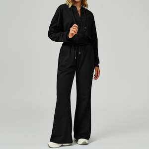 Conjunto Deportivo de Invierno para Mujer de Alta Calidad, con Cremallera, Pantalones Holgados de Cintura Alta Elástica y Top, Dos Piezas - Product Image 2