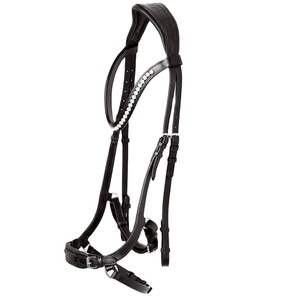 Cómoda brida anatómica para montar a caballo de cuero genuino con diamantes de imitación Crystal Bling Essential Horse Products - Product Image 1