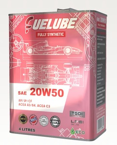 Fuelube Pao Ester 4L 20W50น้ำมันเครื่องยนต์สังเคราะห์ประสิทธิภาพสูง API sp/cf และ ilsac GF6A มาตรฐานขายส่ง - Product Image 1