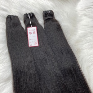 Extensions de cheveux humains vierges crus vietnamiens noirs de 18 pouces Trame de machine à coudre droite Yaki à double tirage - Product Image 2