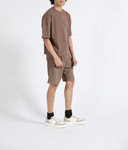 Ensemble T-shirt et short 2 pièces en coton 100% 350GSM, poids lourd, respirant, streetwear, hip hop, jogging pour hommes, été - Product Image 1