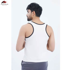 Débardeurs de sport personnalisés pour hommes grandes tailles, en coton molletonné, respirants, tricotés, à col rond, avec logo, pour la gym, la course et le fitness - Product Image 2