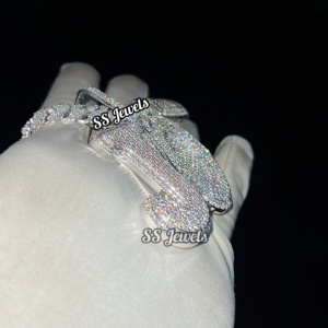 Pendentif en diamant cultivé en laboratoire VVS personnalisé collier à breloques en argent 925 avec nom collier à breloques en diamant CVD personnalisé Hip Hop Bustdown - Product Image 4