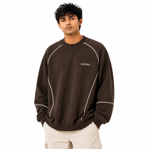Sweat-shirt homme Y2K Streetwear à col ras du cou et épaules tombantes, 100% coton molletonné, coupe décontractée, passepoil contrastant, marque privée, vente en gros - Product Image 4