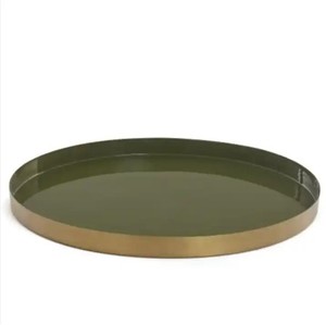Bandeja de servicio redonda moderna con asa Decoración elegante de aluminio negro para el hogar para bodas y funciones - Product Image 2