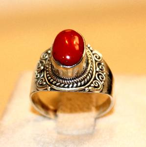 แหวนเครื่องประดับทำด้วยมือเนปาลปะการังแดง925เงินธรรมชาติสำหรับงานแต่งงานของผู้หญิงบาร์ของขวัญปาร์ตี้ครบรอบ - Product Image 3