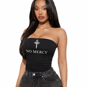 Nouveau débardeur corset graphique Y2K vintage pour femme, style rock, sans bretelles, pour concert, festival, streetwear - Product Image 3