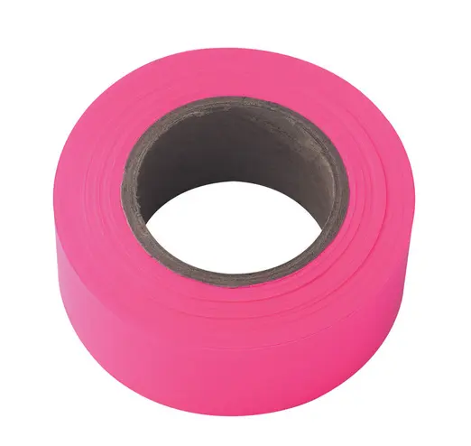 High Vis Pink Wholesale Fluorescent Suveyor Flagging Tape Non Adhesive 25mmPvcマーキングテープロール