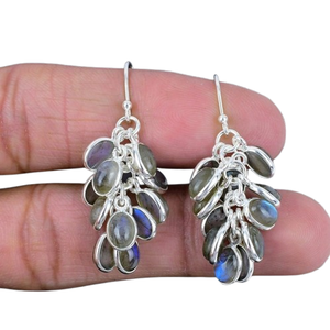 Boho Style classique boucles d'oreilles bijoux pour femmes bijoux en argent 925 argent Sterling Labradorite pierres précieuses boucles d'oreilles faites à la main cadeau - Product Image 1