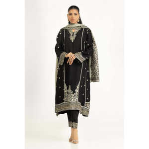 Conjunto de Traje de 3 Piezas Bordado en Seda Natural para Mujer IPSTD-45039 - Product Image 4