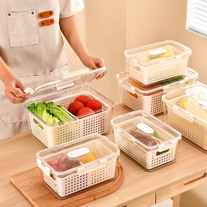 WANUO Food-Grade Plastic Food Storage <strong>Container</strong> <strong>Refrigerator</strong> Food Storage <strong>Container</strong> with Drainage Basket - Product Image 3