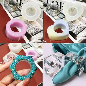 Silicon Resin Moulds Hexagon Square Round Love Shape <b>Epoxy</b> Resin Napkin Ring Add a Stylish Touch to Your Dining <b>Table</b> - Product Image 3