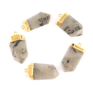 โรงงานขายส่งราคาธรรมชาติสีดํา rutile อัญมณีทอง electroplated diy เดี่ยวประกันตัวจี้เชื่อมต่อ DIY แฟชั่นเครื่องประดับ - Product Image 2