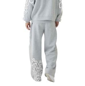 Nueva llegada: Conjuntos deportivos con cremallera en gris jaspeado con estampado Puff, 100% algodón, ropa informal para invierno, mejores precios, conjunto deportivo con estampado Puff. - Product Image 4