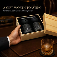 Coffret Cadeau SHUNSTONE Rocks Tumbler avec Boîte de Rangement en Bambou Personnalisée et Moule à Glaçons – Cadeau Whisky pour Hommes Amateurs de Whisky – En Stock