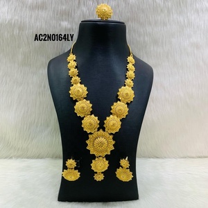 Conjunto de collar chapado en oro de un gramo, joyería de moda de diseño en línea, collar largo para boda - Product Image 1