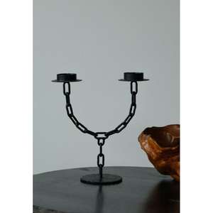 Bougeoir en métal de meilleure qualité au design antique avec forme et taille personnalisées bougeoir fini enduit de poudre noire - Product Image 1