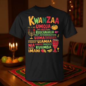 Camiseta Afroamericana Happy Kwanza con los Siete Principios de Nguzo Saba para Promociones - Product Image 3
