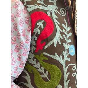 Mens Luxury Reversible <b>Nehru</b> Jacket XS Size Water-Proof Velvet Suzani Floral Embroidered Pattern Vintage Style for Spring Season - Product Image 4