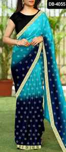 Blusa de seda Sari Banglori con borde exclusivo de moda, piezas confeccionadas de lujo Georgette Pedding Foil Print, ropa étnica para India - Product Image 4