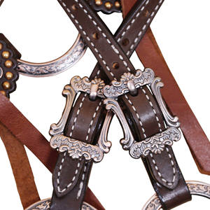 ชุดอุปกรณ์ขี่ม้าแบบตะวันตก สายรัดศีรษะหนังบิดเกลียว และสายรัดอก 10 ห่วง พร้อมช่องสำหรับเชือก  รับสั่งทำพิเศษ - Product Image 5