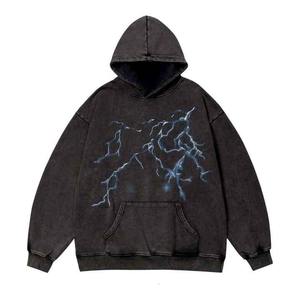 Custom Acid Wash Hoodies Hombres Pullover Oversized Loose Fit Cotton Vintage Streetwear Hoodie - Product Image 4