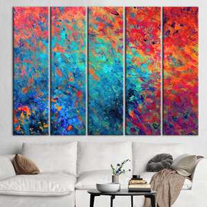 Impresión en lienzo moderna y colorida: arte abstracto contemporáneo para decoración de pared, 5P: Gallery Wrapped - Product Image 1