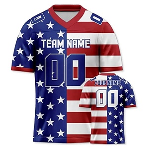 Camiseta de fútbol con bandera americana sublimada personalizada, camiseta de fútbol con impresión de número de nombre del equipo, camisetas de fútbol personalizadas para hombres y mujeres - Product Image 1